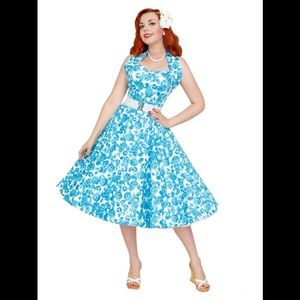 Vivien of Holloway Blue Rose Dress NWOT US 16/18